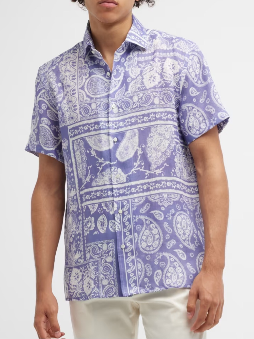 New Ralph Lauren Purple Label Paisley Linen Sport Shirt